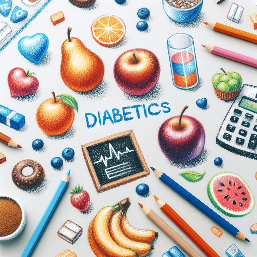 Pastelková ilustrace znázorňující téma: Diabetická dieta