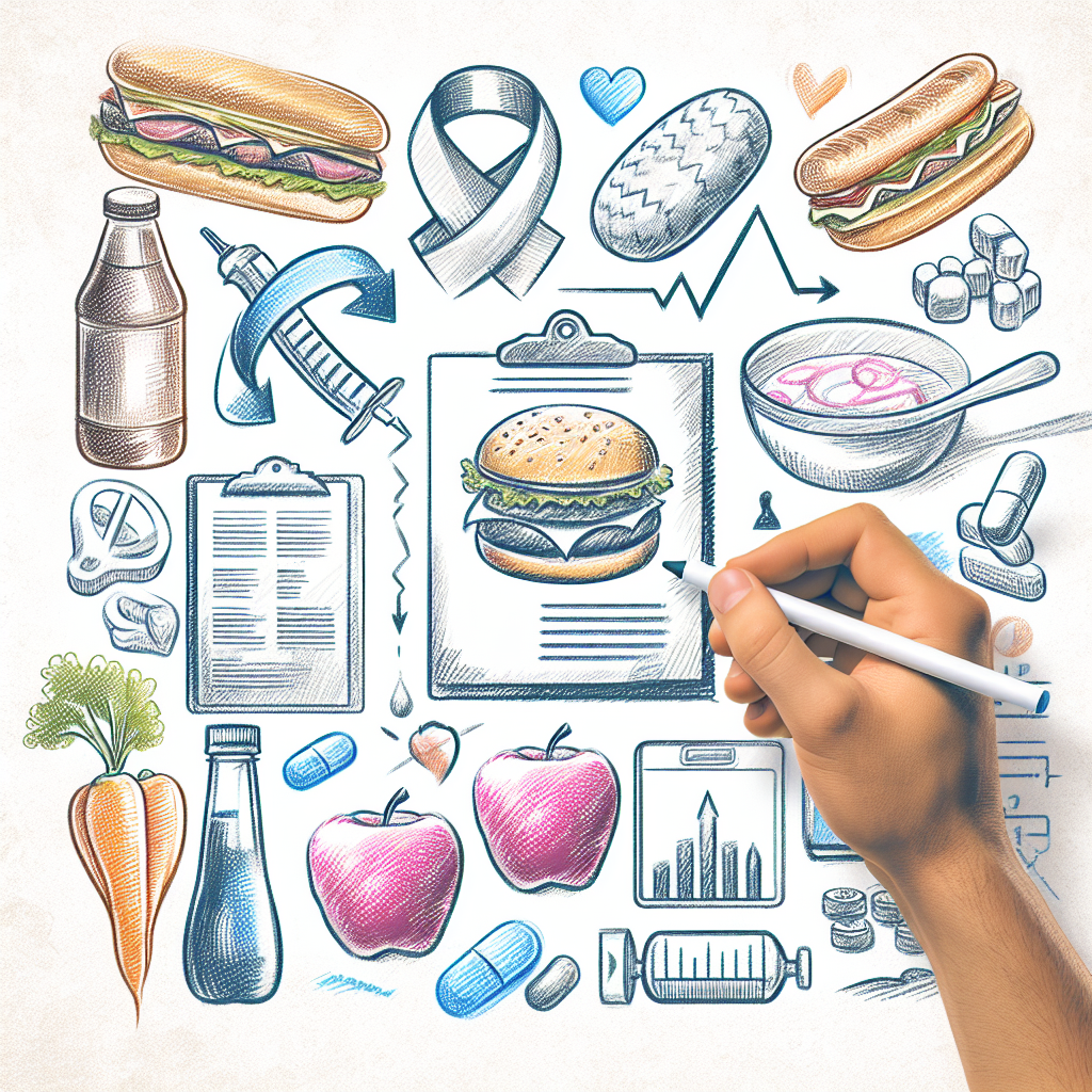 Pastelková ilustrace znázorňující téma: Cukrovka a výživa