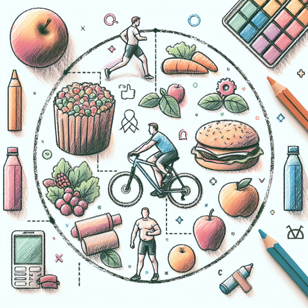 Pastelková ilustrace znázorňující téma: Zdraví a fitness