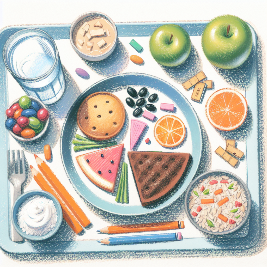 Pastelková ilustrace znázorňující téma: Diety