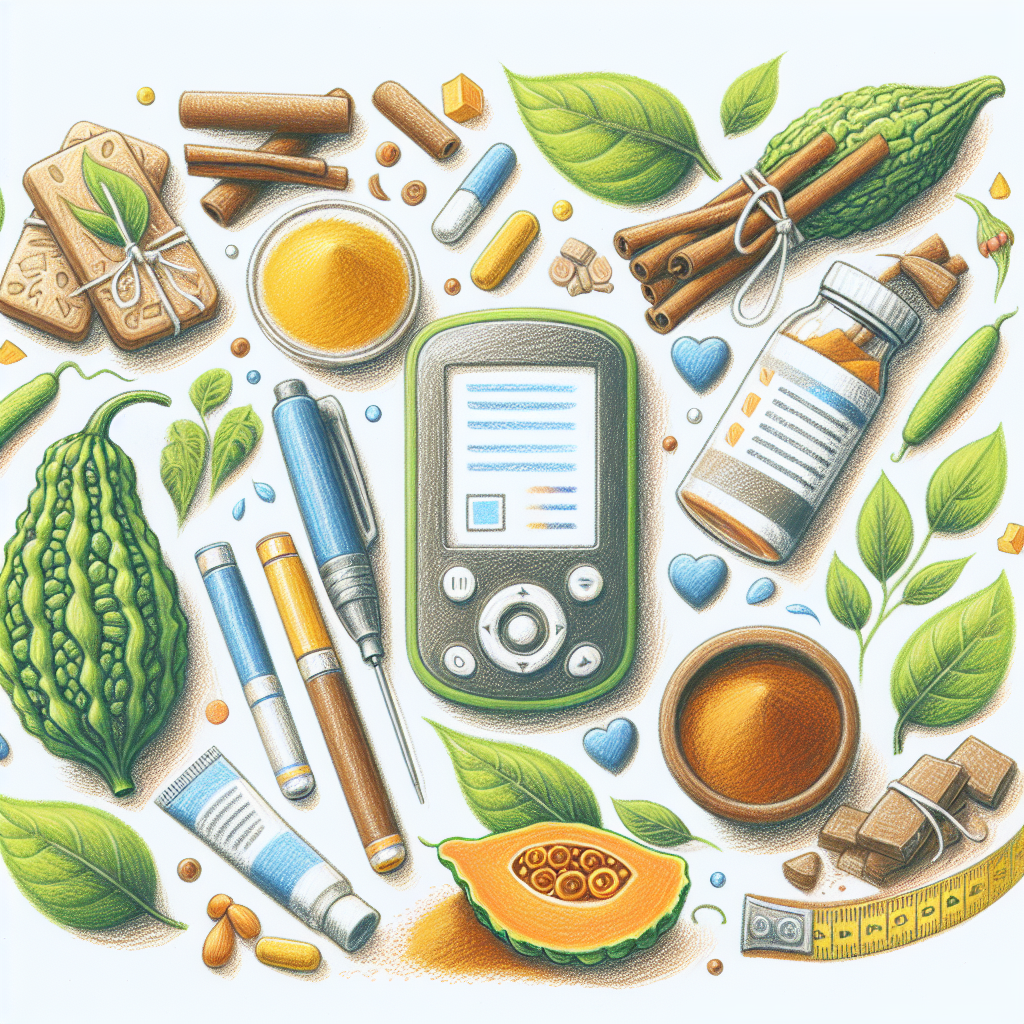 Pastelková ilustrace znázorňující téma: Cukrovka a bylinky