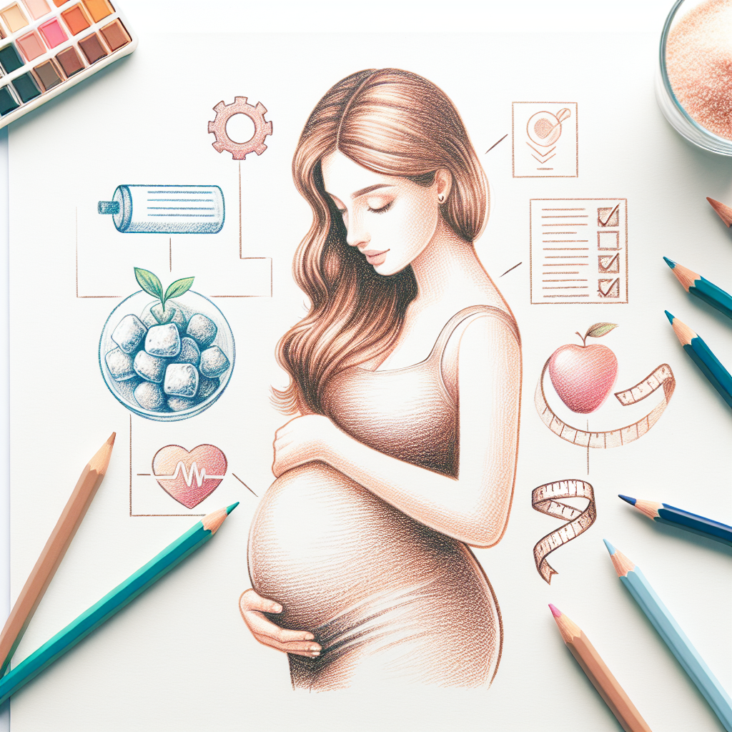 Pastelková ilustrace znázorňující téma: Výživa v těhotenství
