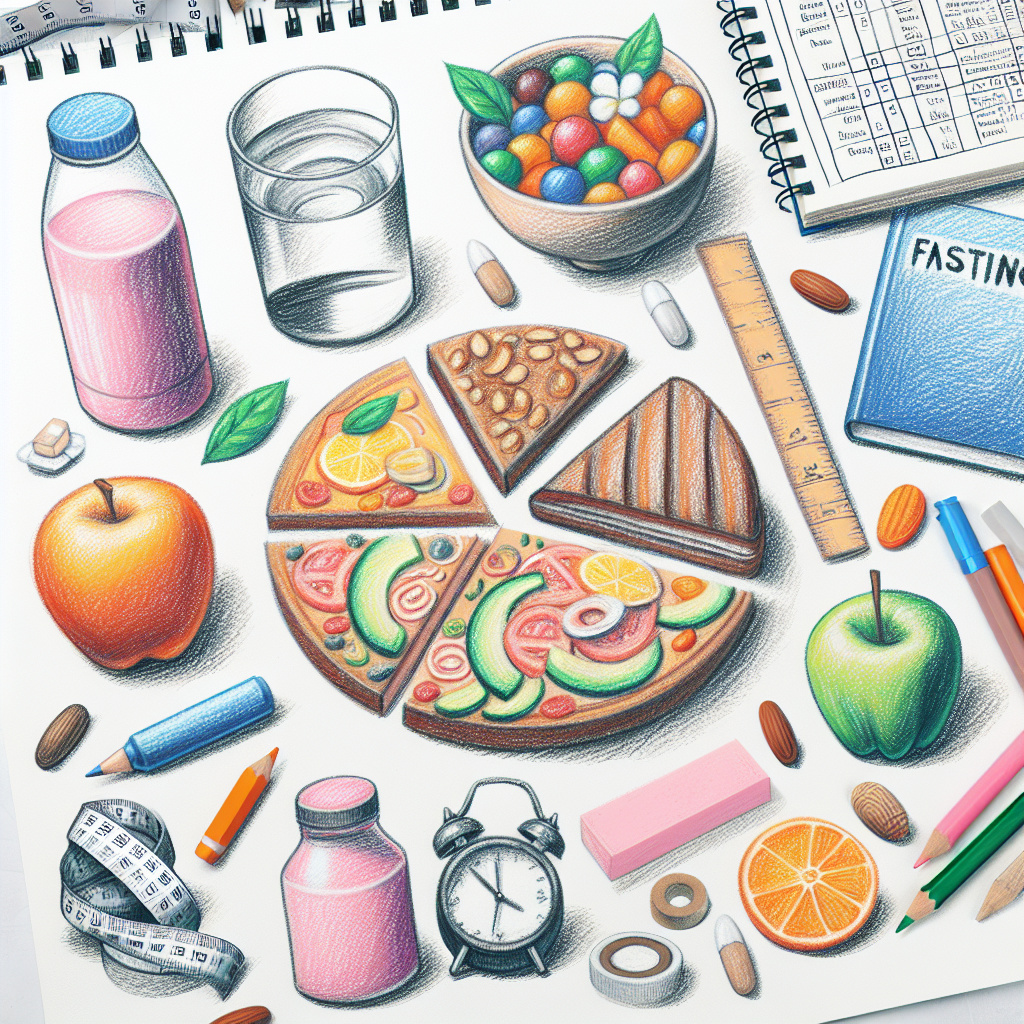 Pastelková ilustrace znázorňující téma: Diety a stravování