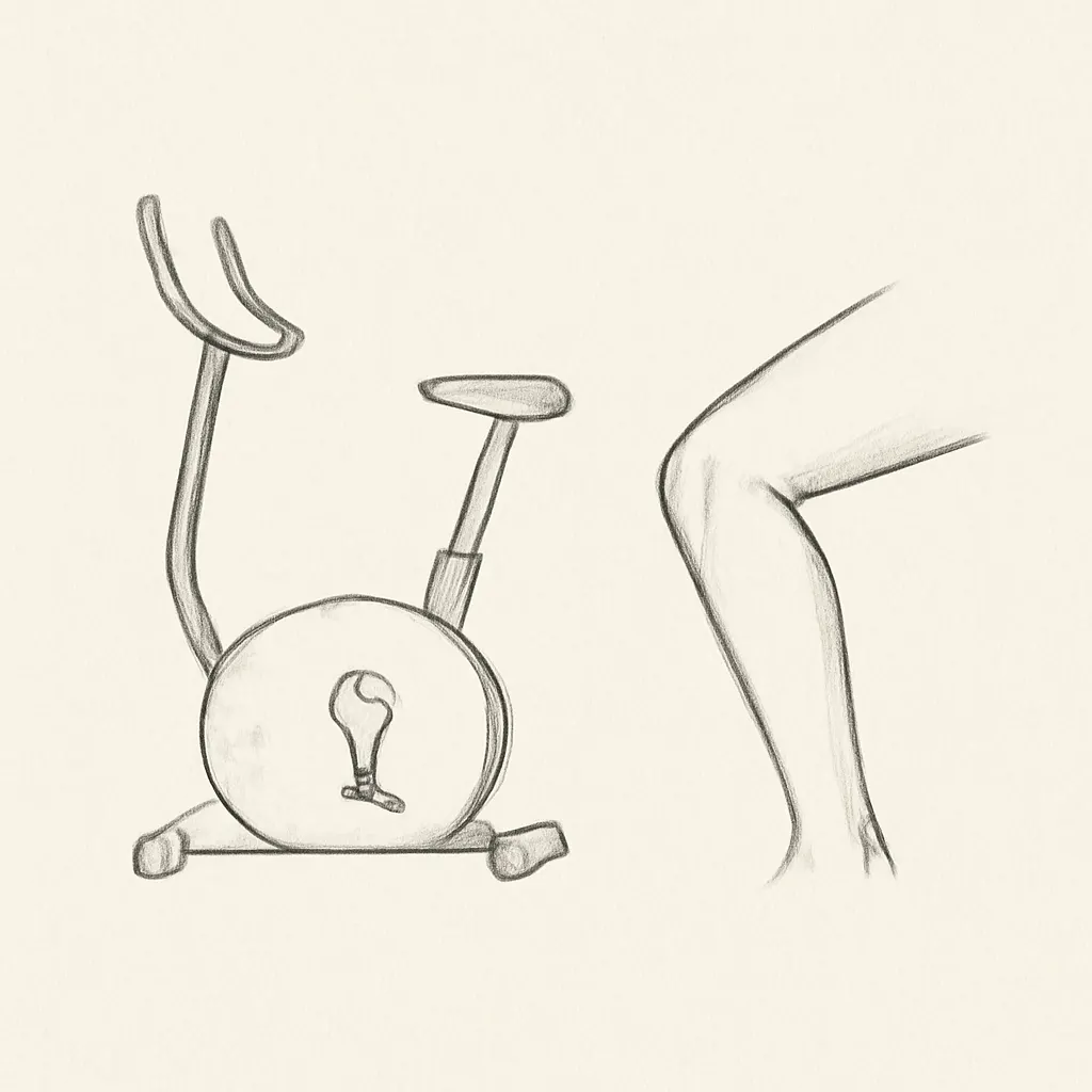 Ilustrace znázorňující téma: Jak na bolesti kolene při jízdě na rotopedu
