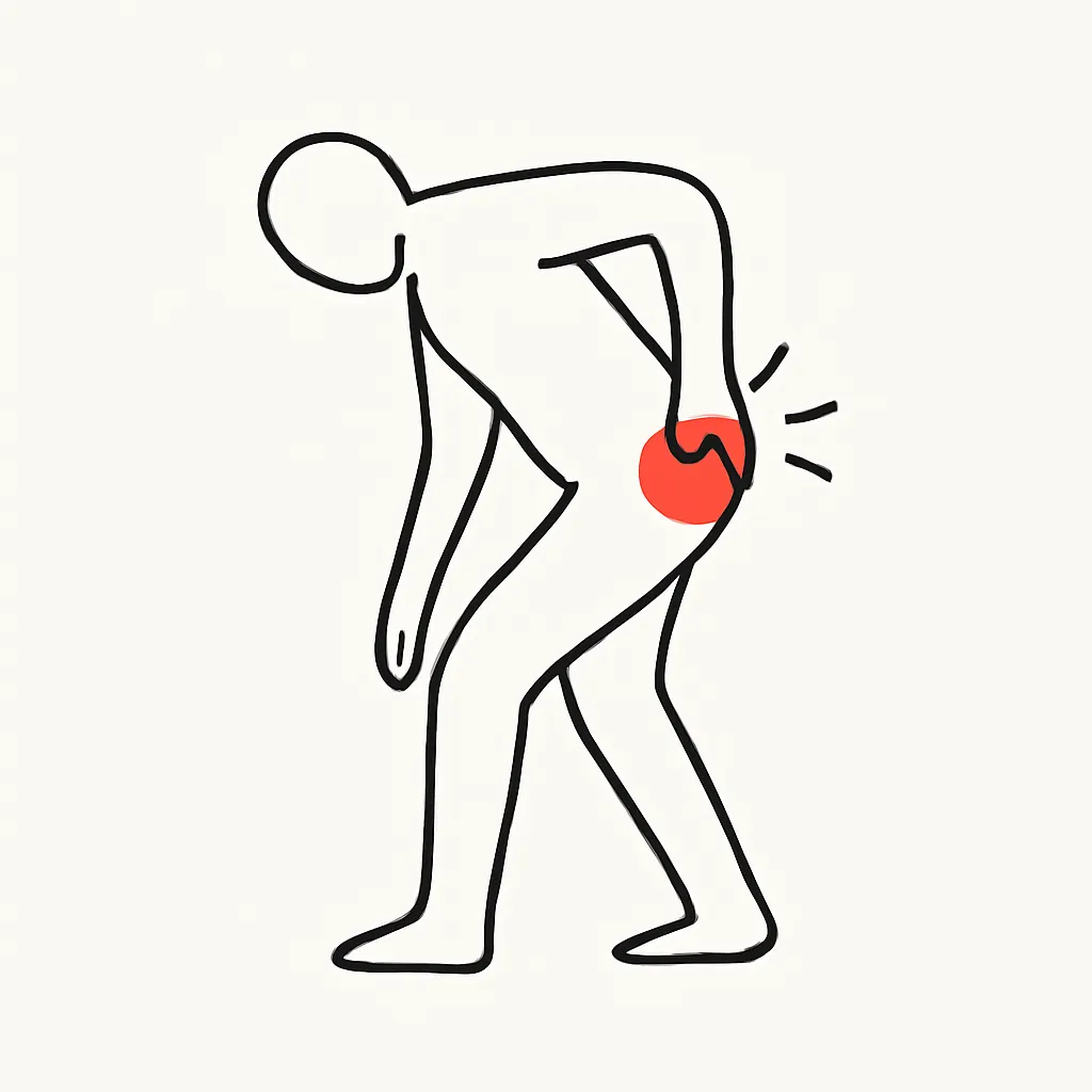 Ilustrace znázorňující téma: Jak bolest kyčle souvisí s ploténkami a co s tím dělat?