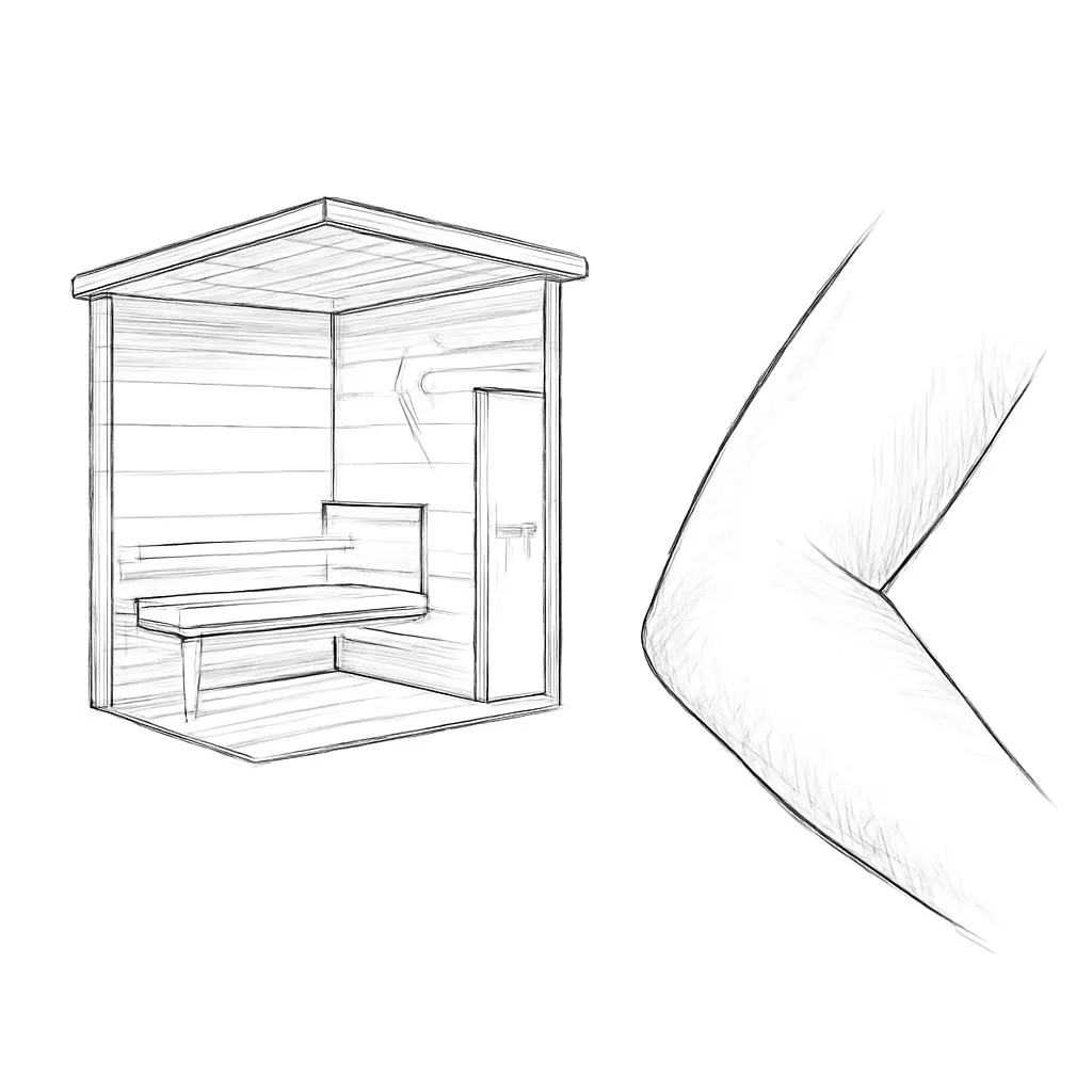 Ilustrace znázorňující téma: Jak sauna může pomoci při tenisovém loktu